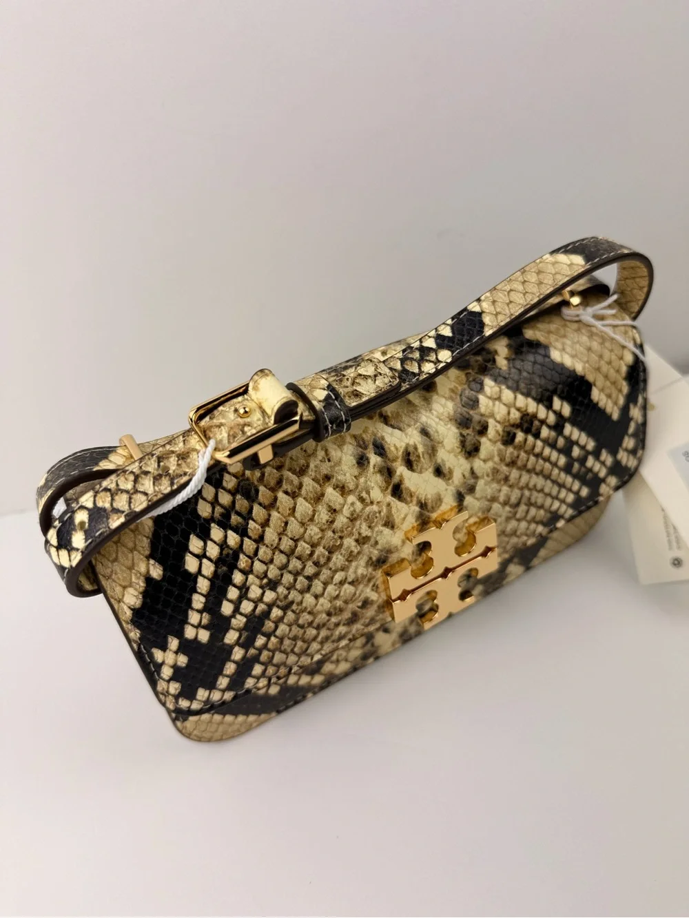 $598 Tory Burch Eleanor Exotic E/W Small Convertible Shoulder Bag